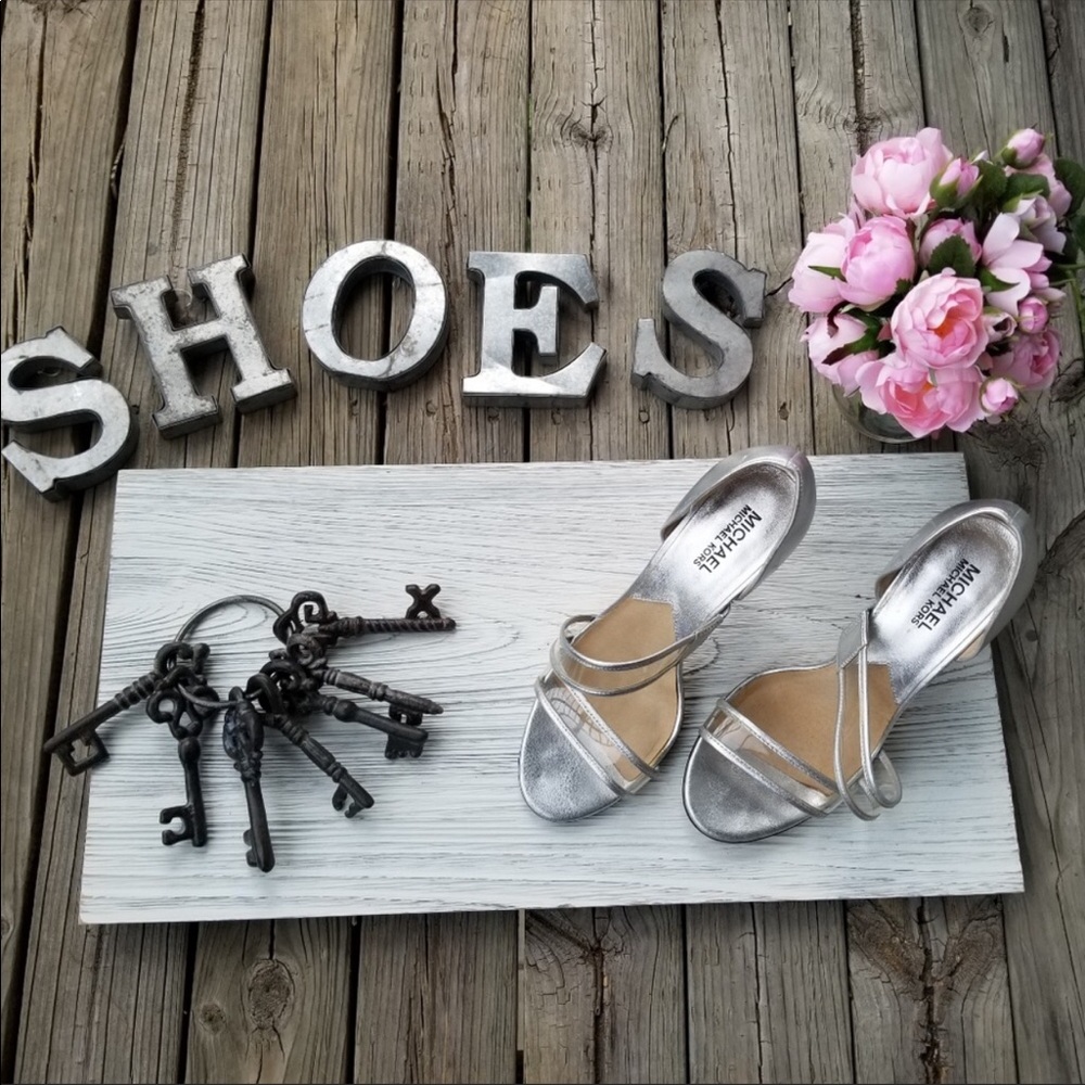 Michael Kors Silver and Clear Heels 7